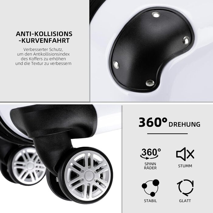 Набір валіз Beibye: 3 валізи з жорстким корпусом, роликові валізи для подорожей (білий)