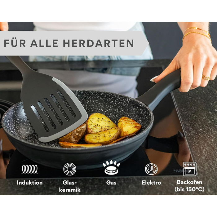 Набір сковорідок DIVORY 3 шт. (20, 24, 28 см) з антипригарним покриттям для всіх плит – універсальні сковороди з ергономічними ручками, придатні для миття в посудомийній машині