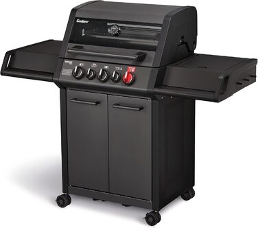 Газовий гриль Enders MONROE PRO 3 SIK TURBO SHADOW, 3 пальники, інфрачервоний бек-бьорнер, бічна конфорка, PanoVision, SWITCH GRID™ з решіткою для стейків, HEAT RANGE™, TURBO ZONE™ 800°C, SIMPLE CLEAN™