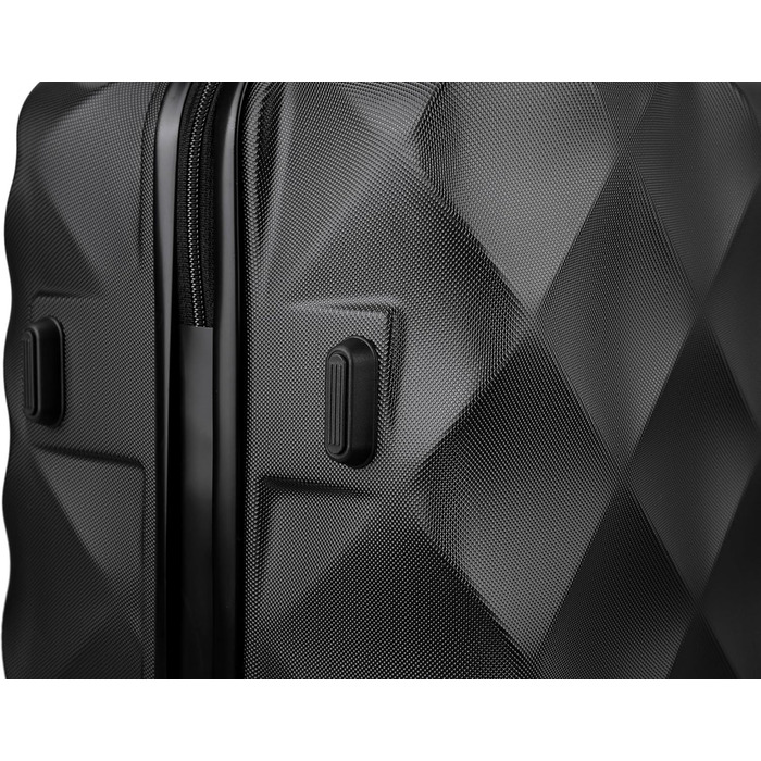 Чемодан British Traveller Mittelgroßer, 64x43x26.5 см, ABS+PC, TSA-замок, 4 колеса, чорний (M, 57L)