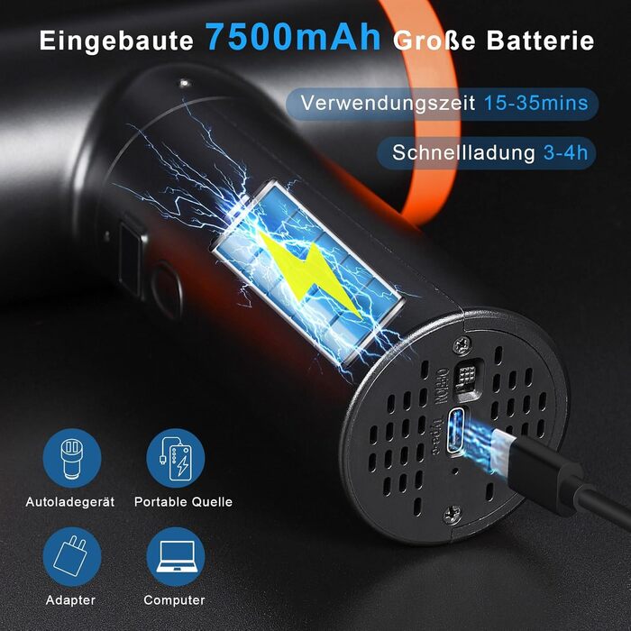 Електричний пилосос-фен 3-в-1 Staubgebläse: потужний, для чищення клавіатури, дивану, авто (110000 об/хв, 13000 Па)