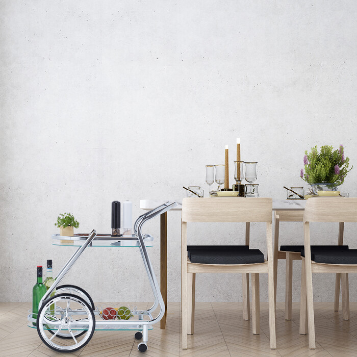 Relaxdays Chrome and Glass Serving Trolley