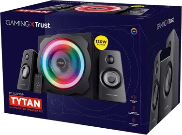 Trust Gaming GXT 38 Акустична система 2.1 з сабвуфером (RGB) - 120 Вт (для смартфона/ПК/планшета, чорний/червоний)