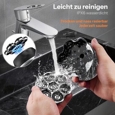 Машинка для гоління голови Yeerain 7D з плаваючими головками, 2 швидкості, акумуляторна, чорна