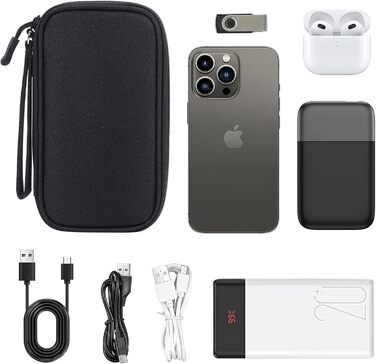 Органайзер для аксесуарів у подорожі Nutabevr: водонепроникна сумка для електроніки, кабель-органайзер, для USB, Powerbank, SD-карт