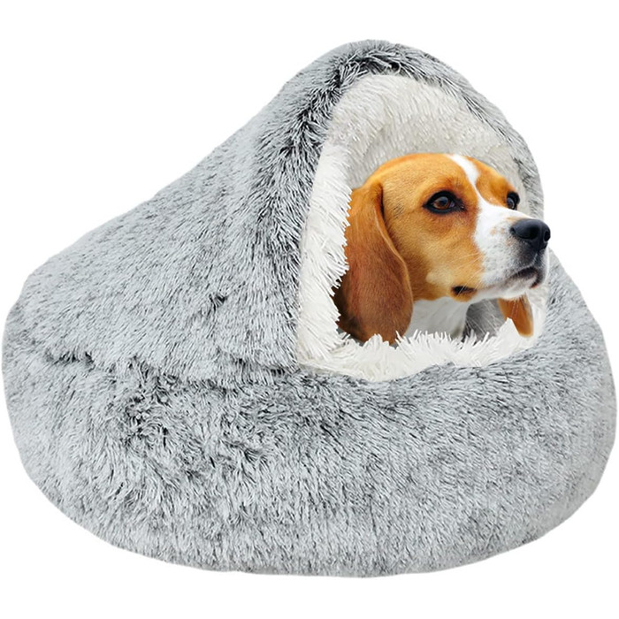 YAGE Soothing Cat Bed, Fluffy Plush Kitten Bed, Washable Anti-Anxiety Puppy Bed, Pet Bed for Small Dogs Soft Warm Donut Cat Sleeping Bag. No.: 015002802-0001 (L 65 x W 65 x H 40 cm, gray)