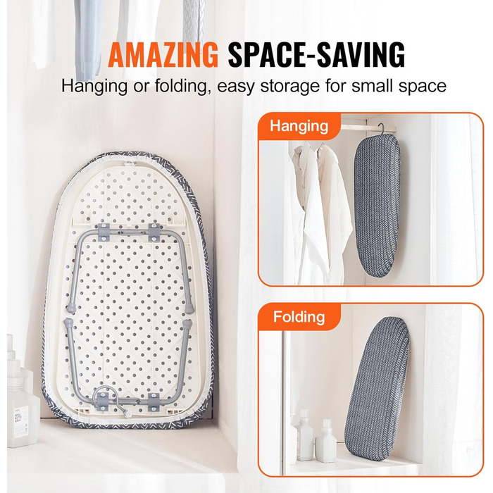 Гладильна дошка з парою VEVOR, 2 шт., з підставкою для праски, розкладний стіл, 1100 x 334 мм, 7 рівнів висоти, 20 кг, бежевий