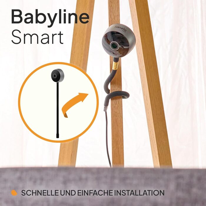 Дитячий відеомонітор Lionelo Care Babyline Smart Wi-Fi з камерою, датчиком руху та звуку, нічним баченням (чорний)