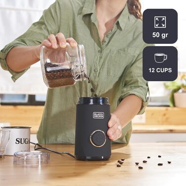 Електрична кавомолка BLACK+DECKER BXCG150E 150W з нержавіючою сталею, чорна