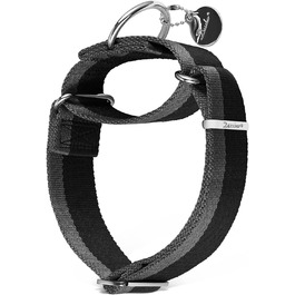 Нашийник для собак середніх та великих порід Martingale 4 см, міцний, регульований, двоколірний (чорний та сірий)
