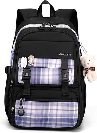 Шкільний рюкзак FANDARE: водонепроникний, з плюшевим брелоком, для чоловіків та жінок, підходить для школи, подорожей та відпочинку