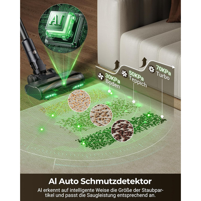 Бездротовий пилосос Proscenic P20 з функцією миття, 70KPa, 70 хв, 680W, самостійна док-станція, фільтр 6 шарів, 1,5л, для килимів та шерсті домашніх тварин, Aurum Black