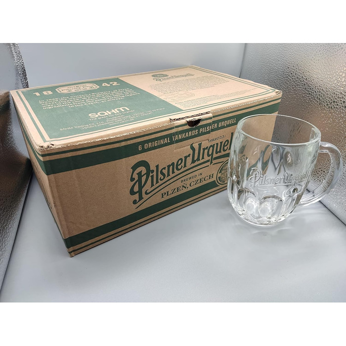 Пивні келихи Pilsner Urquell 0.3л, набір 6 шт., Чехія - для пива, седель