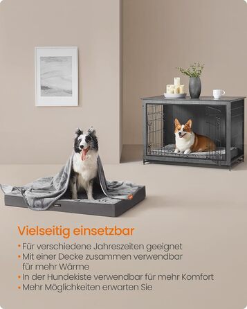 Крізь для собак Feandrea, розмір M, 76 x 51 x 8 см, водовідштовхувальний, для маленьких та мініатюрних собак, сірий, PGW241G01