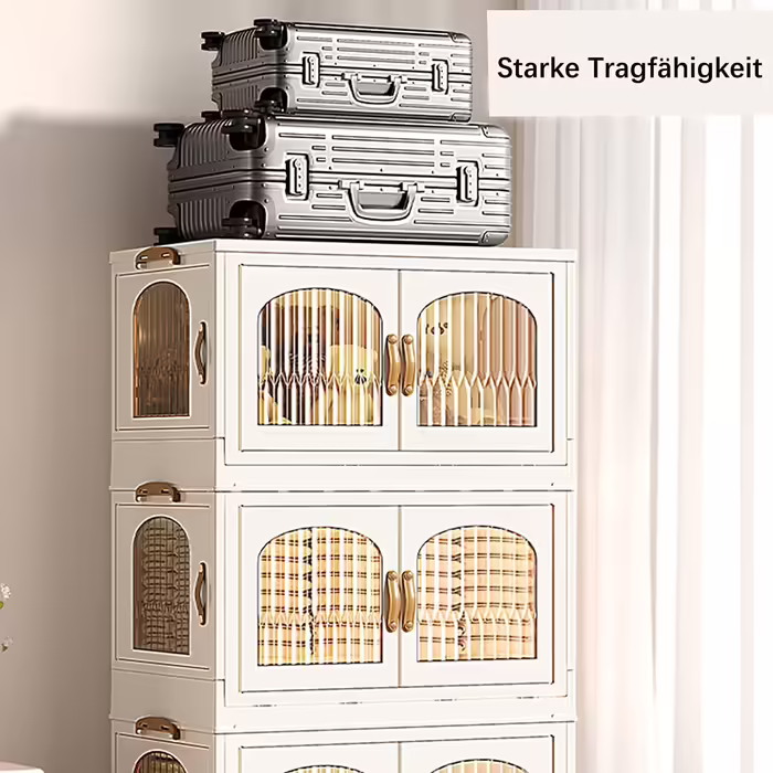 Foldable Kitchen Cabinet 98cm Storage Cabinet with 3 Doors and Wheels Kitchen Cabinet for Living Room, Kitchen, Office, Large White (E-white(2))