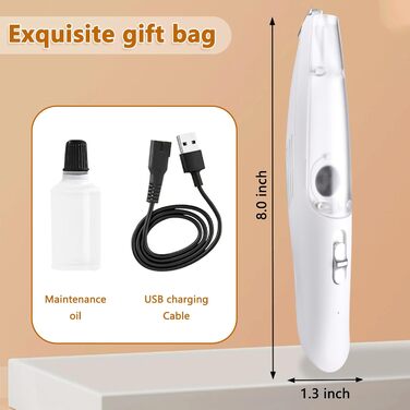 Машинка для стрижки собак зі збирачем шерсті та подвійними лезами, триммер для лап з 2 швидкостями, тиха машинка для лап, очей, вух, обличчя, тіла (біла)