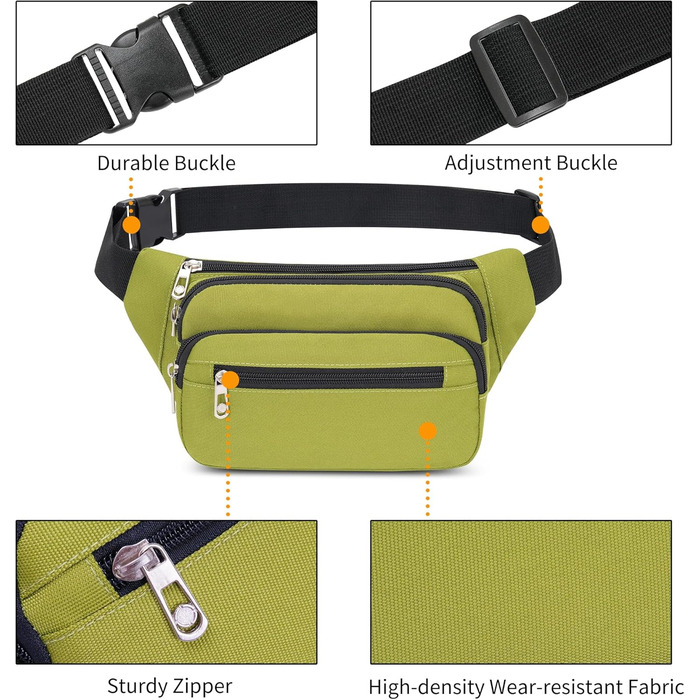 Поясна сумка на пояс, унісекс, зелена. Сумка через плече, для подорожей, прогулянок з собакою, чоловіча та жіноча. Довжина ремінця 60 см