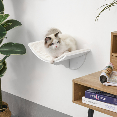 PawHut Поличка для котів на стіну, м'яка лежанка, до 10 кг, 41x28x21 см, білий