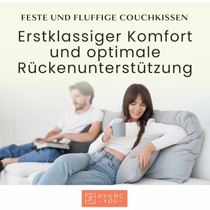 DYNMC throw pillow, 40 x 40 cm, decorative, cotton cover, Öko-TEX certified – decorative cushion with medium-firm filling – perfect as a comfortable back cushion – high-quality grey cushion