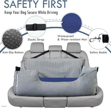 Автомобільний лежак для собак великих порід до 36 кг, з кріпленнями та неслизькою підкладкою