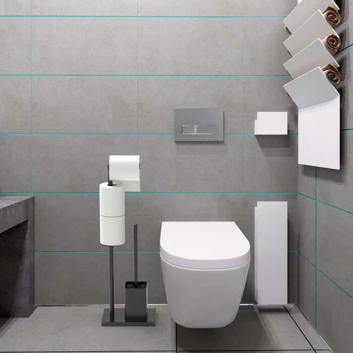 Тримач туалетного паперу з щіткою YUET з нержавіючої сталі, чорний | Набір для ванної кімнати