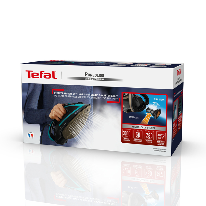 Парова праска Tefal Puregliss FV8066 Durilium AirGlide Autoclean, 280 г/хв