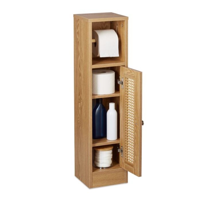 Relaxdays freestanding toilet paper holder, wood-look