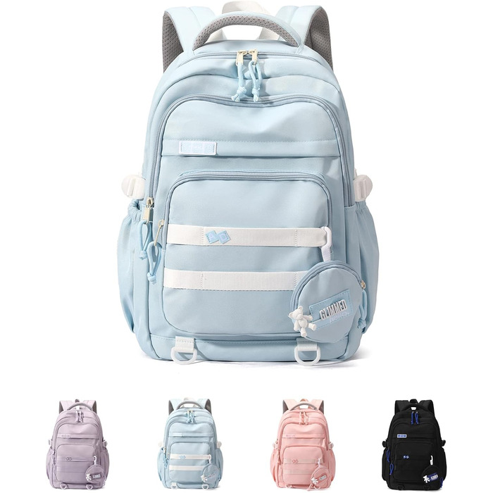 Шкільний рюкзак для дівчаток-підлітків, водонепроникний, легкий, великого об'єму, модний, для школи або подорожей - блакитний