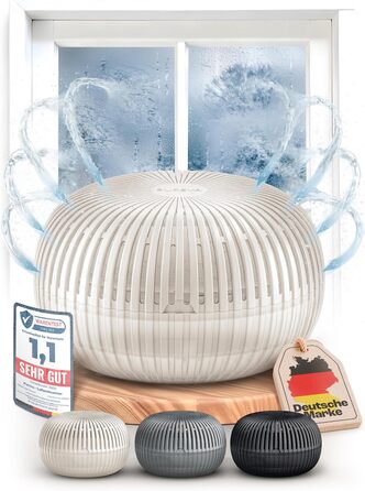 Безструменевий осушувач повітря Flow для кімнат до 25 м² з гранулами осушувача 450г - для комфортного мікроклімату (кремовий)