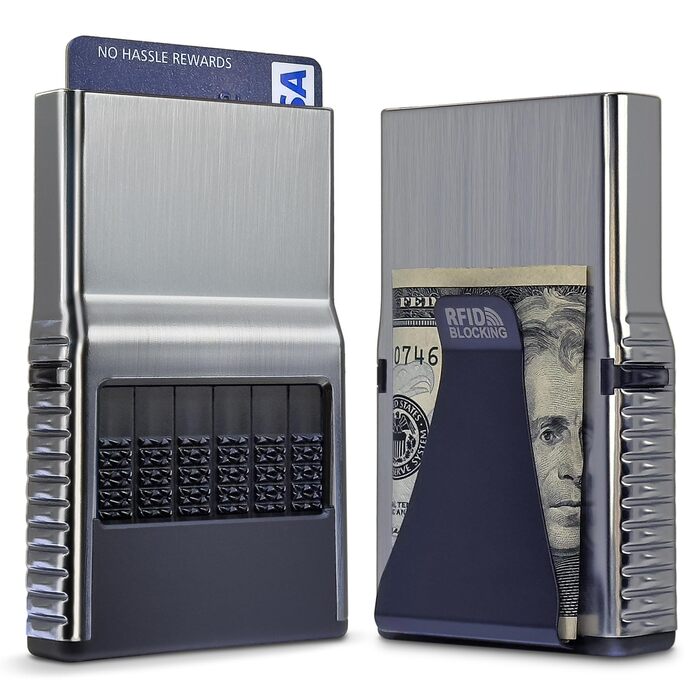 ACM 2.0: Елегантний гаманець для жінок та чоловіків з відділенням для карток та грошей, захист від подряпин, хром/срібло