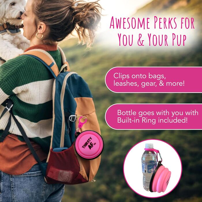 Складаний миска для собак TDL, 350 мл, рожевий: вода та корм для собак та котів