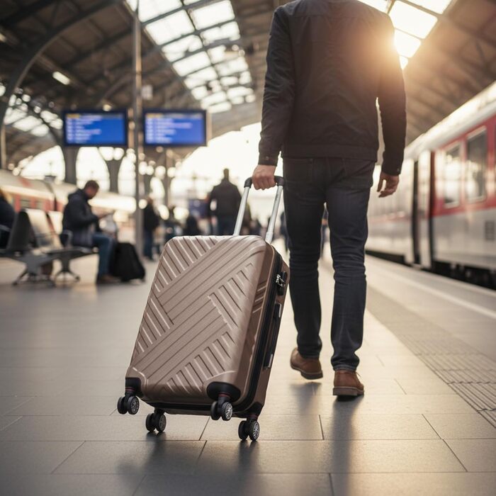 Набір валіз Zelsius 3 шт. Champagne | ABS, з кодовим замком, роздільниками всередині | Ручна валіза, набір валіз, Trolley, велика валіза