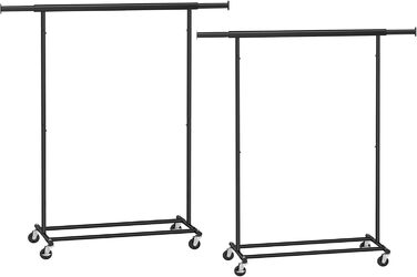 SONGMICS Heavy-Duty Clothes Rack, 2-Piece Set, Rolling Garment Rack, Holds up to 90 kg, with Extendable Closet Rod, Folding Base, Storage for Boxes, HSR013S02 (Black)