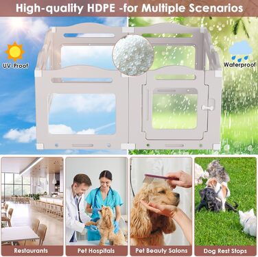 Клітка для цуценят з акрилу 60 см, 7+1 шт. з дверцятами, без ґрат, для дому, з присосками, прозора, теплий сірий колір, для собак та цуценят