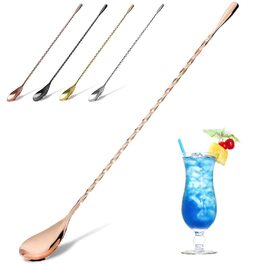 Якісний барний мішалка для коктейлів YFWOOD з нержавіючої сталі, довга ручка, спіральний дизайн, ідеально для барменів та дому