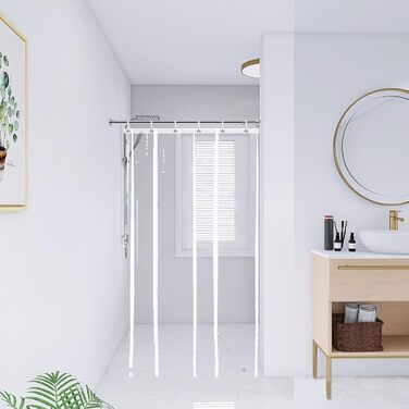 Шторка для душу YISURE 120x200 см, прозора, водонепроникна, з магнітами, для ванни