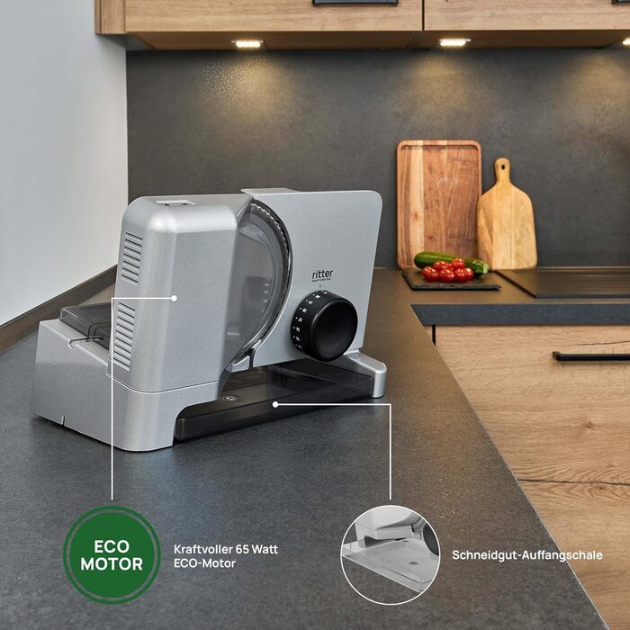 Електричний слайсер Ritter E 16 Duo Plus з металу, Made in Germany, срібний