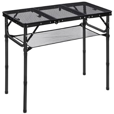 Складний стіл для пікніка REDCAMP 60x40 см, чорний - портативний стіл для кемпінгу, BBQ, приготування їжі на природі з регульованими ніжками