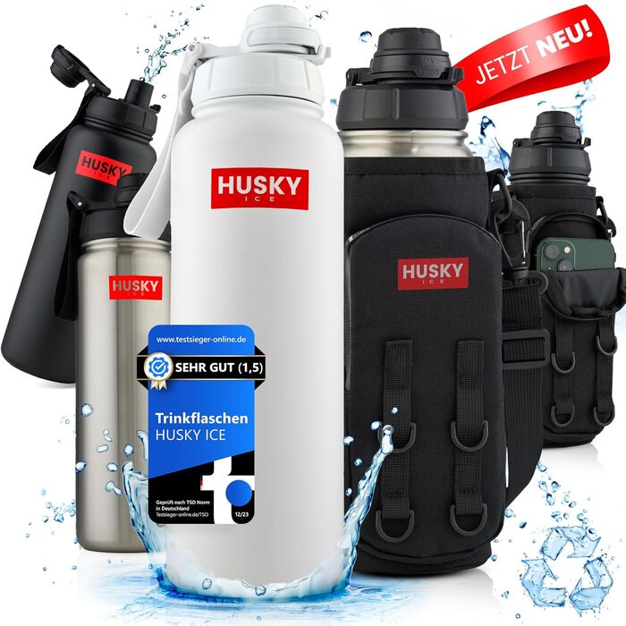 Stainless Steel Water Bottle with FREE Carry Bag - 700ml - BPA-Free, Leakproof and Dishwasher Safe Thermo Insulated Bottle - Thermos Flask double-walled, Sports, Outdoor (700 ml, White Edition)