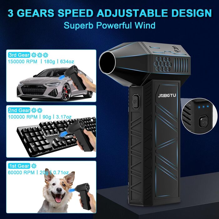 Пилосос для чищення повітрям JNBGTU X3 PRO: для ПК, клавіатури, авто, дивану, замість балончика з повітрям