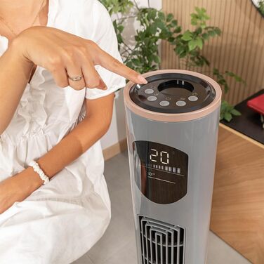 Турбовентилятор Cecotec EnergySilence 9090 Skyline Ionic з іонізацією, 119 см, 45 Вт, LED-дисплей, пульт ДК, 3 режими, 12 год таймер, осциляція 70º, сірий