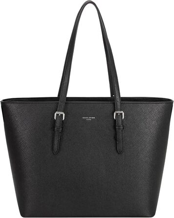 Сумка жіноча David Jones Shopper Tote Bag PU шкіра A4 для ноутбука, роботи, навчання, подорожей - чорна