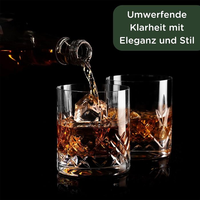 Набір келихів для віскі Wicklow 2 шт. 310 мл – скляні Tumbler без свинцю, з важким дном, ручна обробка, подарункова коробка