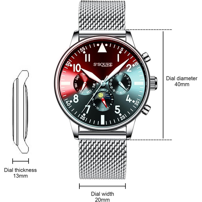 Чоловічий годинник, автоматичний механічний, на зап'ястя, аналоговий, з датою, з нержавіючої сталі. С-подібний ремінець, спортивні годинники, подарунок (сріблястий)