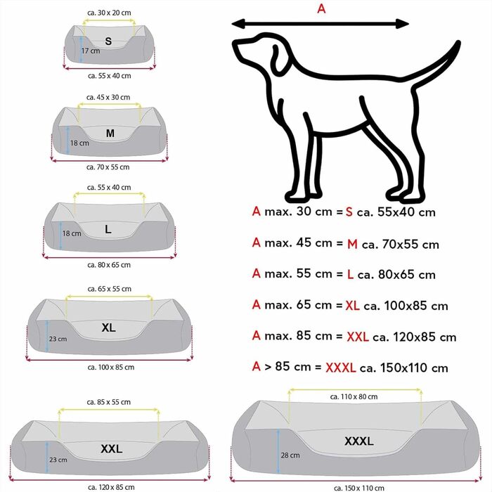 Ліжко для собак BedDog Teddy, зручне диван-ліжко з Cordura та мікрофібри, чорно-коричневе, розмір L, 80 x 65 x 18 см