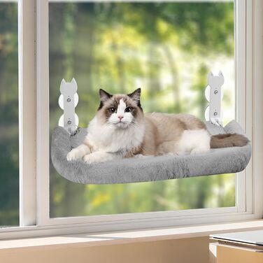 Кішка ліжко на вікно, 60x30 см - гамак для котів з міцними присосками, для великих котів до 25 кг