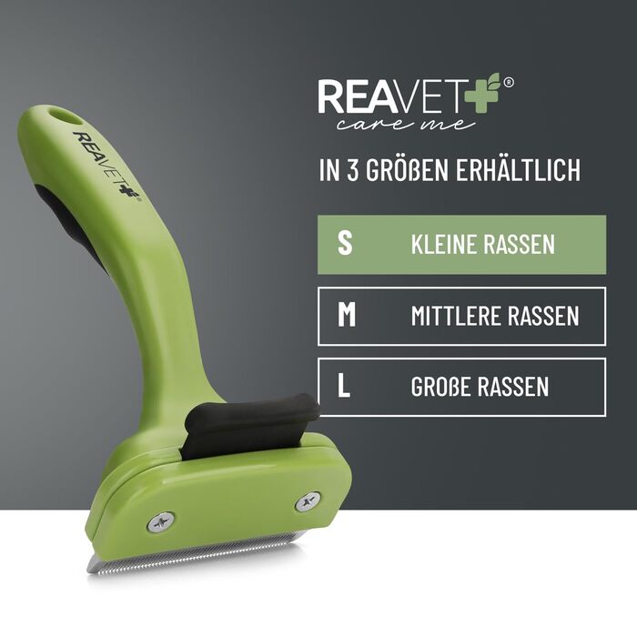 Гребінець для підшерстка ReaVET для собак та котів з короткою шерстю, середніх порід. Видаляє підшерсток, доглядає за верхнім шаром шерсті. З кнопкою самоочищення. Ідеальний для сезонного линяння. Гребінець для собак та котів, підходить для малих порід (S