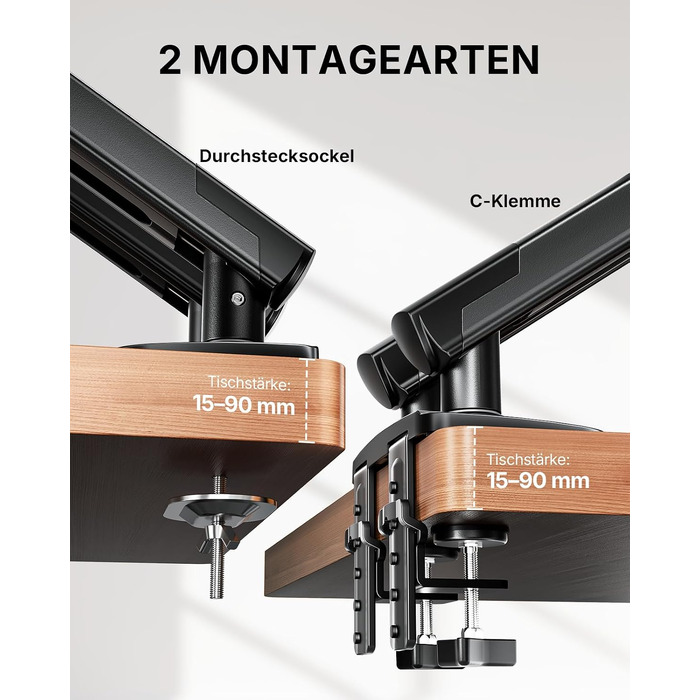 Кронштейн для двох моніторів HUANUO FlowLift Pro MechaSpring, 13–32 дюйми, до 9 кг, VESA 75/100 мм, регулювання нахилу, повороту та обертання, для геймінгу та офісу