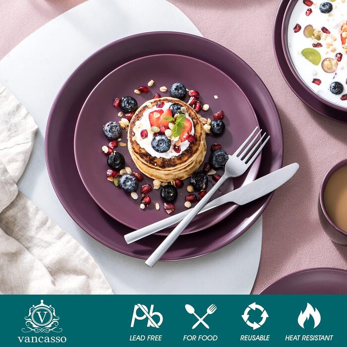 Набір посуду Vancasso BACCHE 16-частинний, кераміка, для 4 осіб, стиль Vintage, колір Ягода