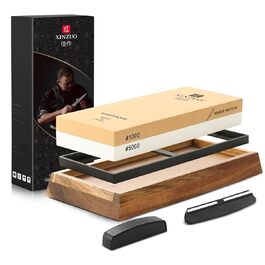 Набір для заточування ножів XINZUO: алмазний плоскою точило 2-в-1 з дерев'яною підставкою, зернистість 1000/5000